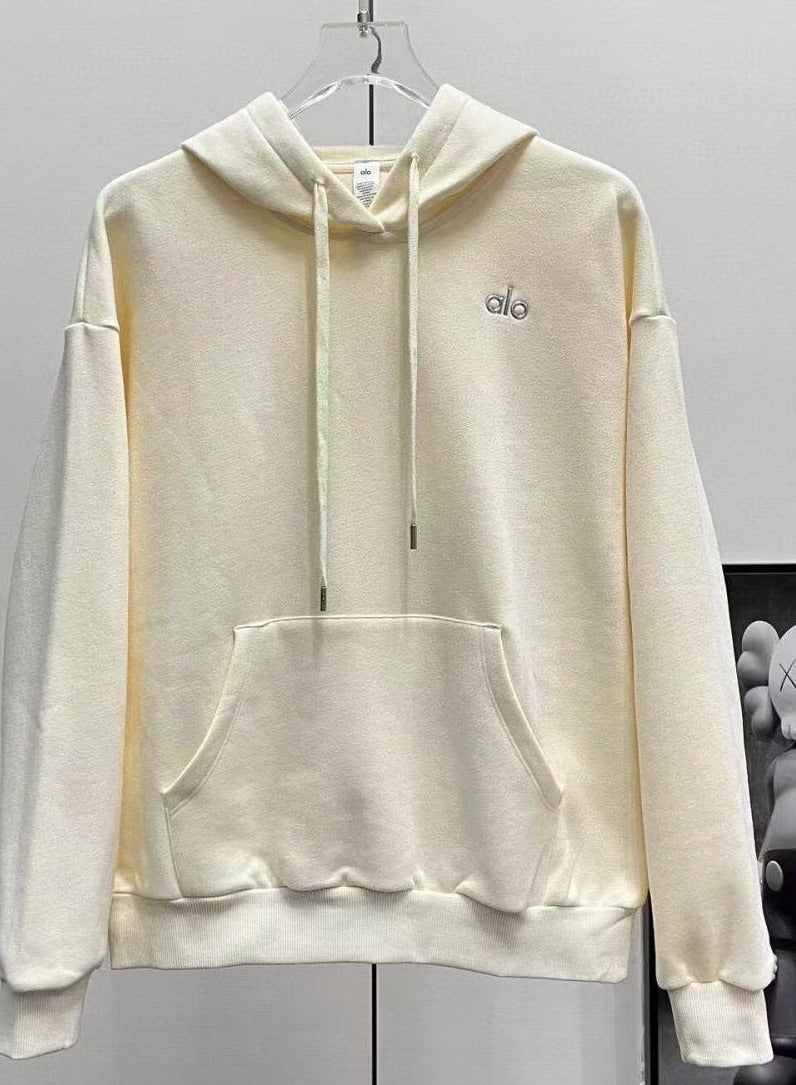 Alo Yoga Alo Unisex American Vintage Hoodie - Solid Color Loose Fit Cotton Hooded Sweatshirt for Casual & Sport Wear - Image 1